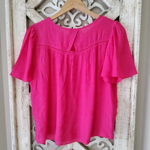 Nanette Lepore Women's Short Flutter Sleeve Lightweight Blouse Top Rose Tropical - Picture 9 of 9